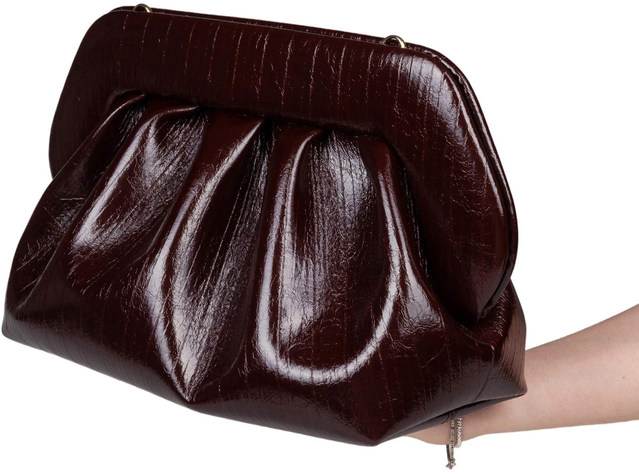 Themoirè Themoirè bios chocolate striped faux leather handbag Bruin