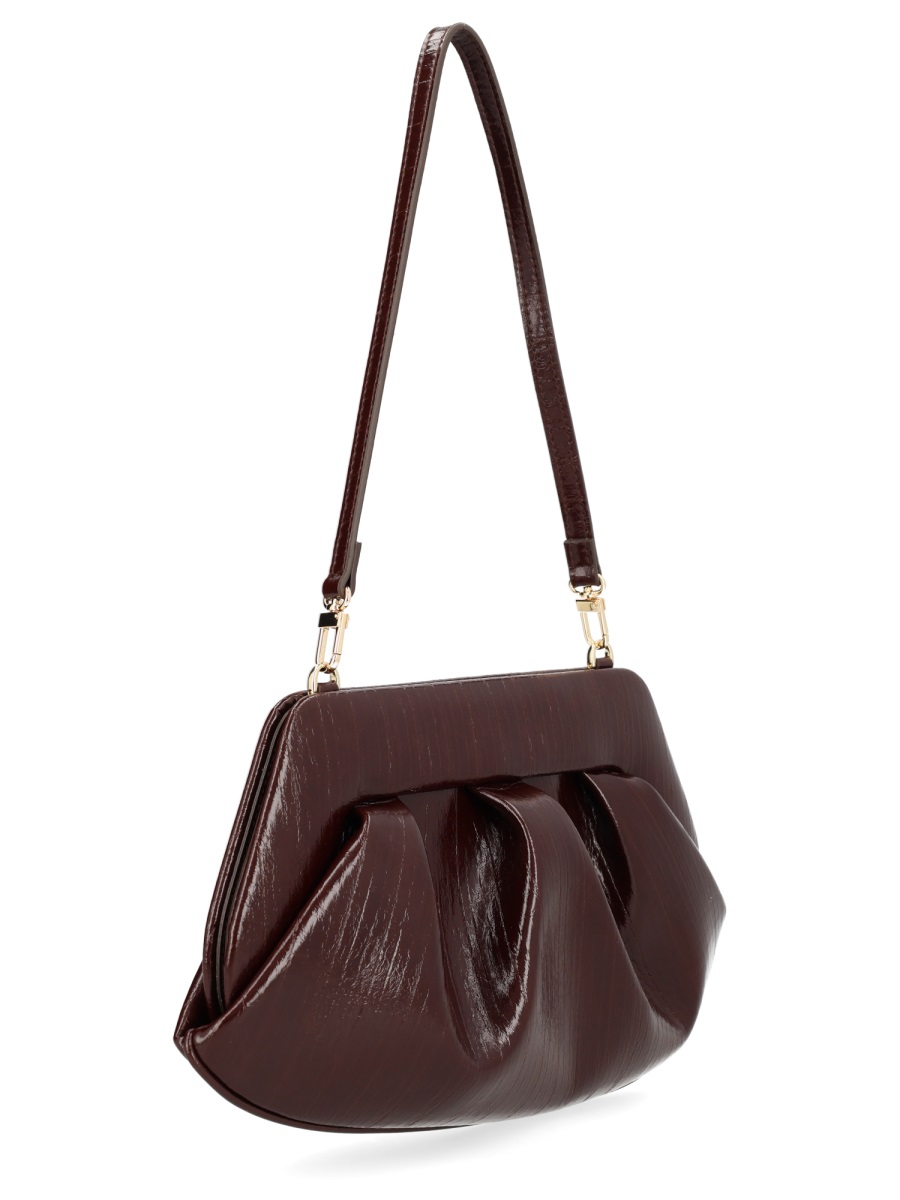 Themoirè Bios Baguette Textured Ruched Handbag Zwart