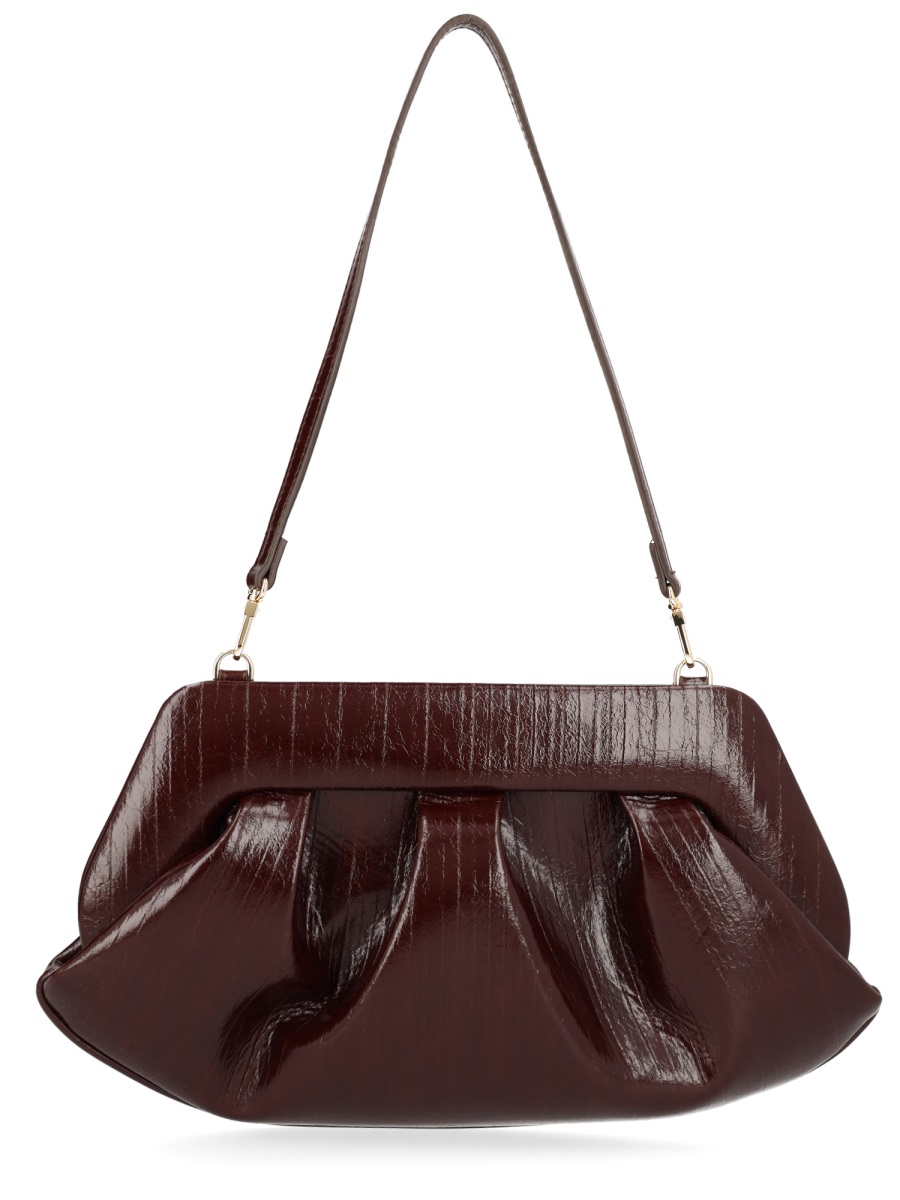 Themoirè Bios Baguette Textured Ruched Handbag Zwart