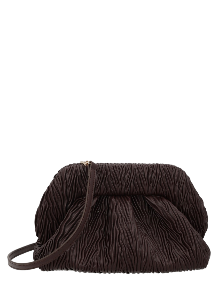 Themoirè Brown Ruched Wavy Handbag Zwart