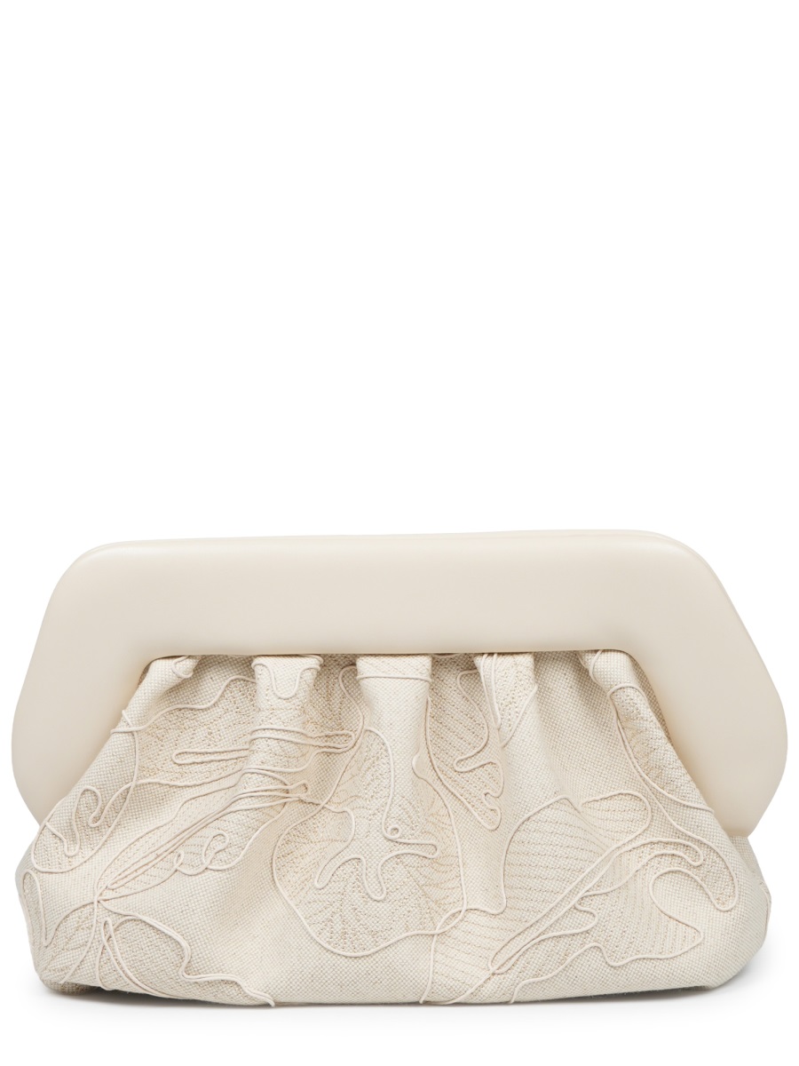 Themoirè Textured Clutch Bag with Geometric Frame Neutraal
