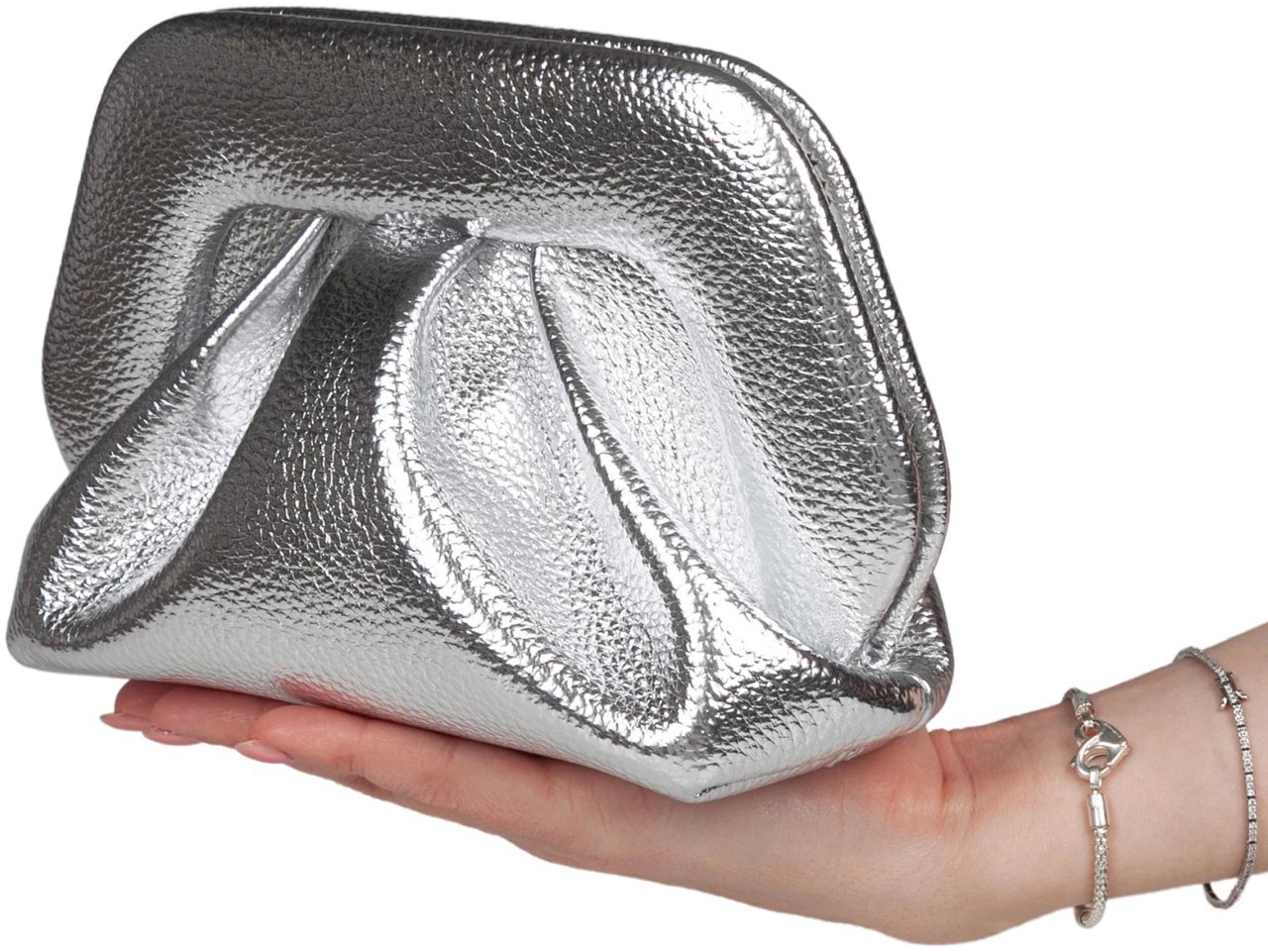 Themoirè Themoirè bios bag in laminated faux leather, color silver Zilver