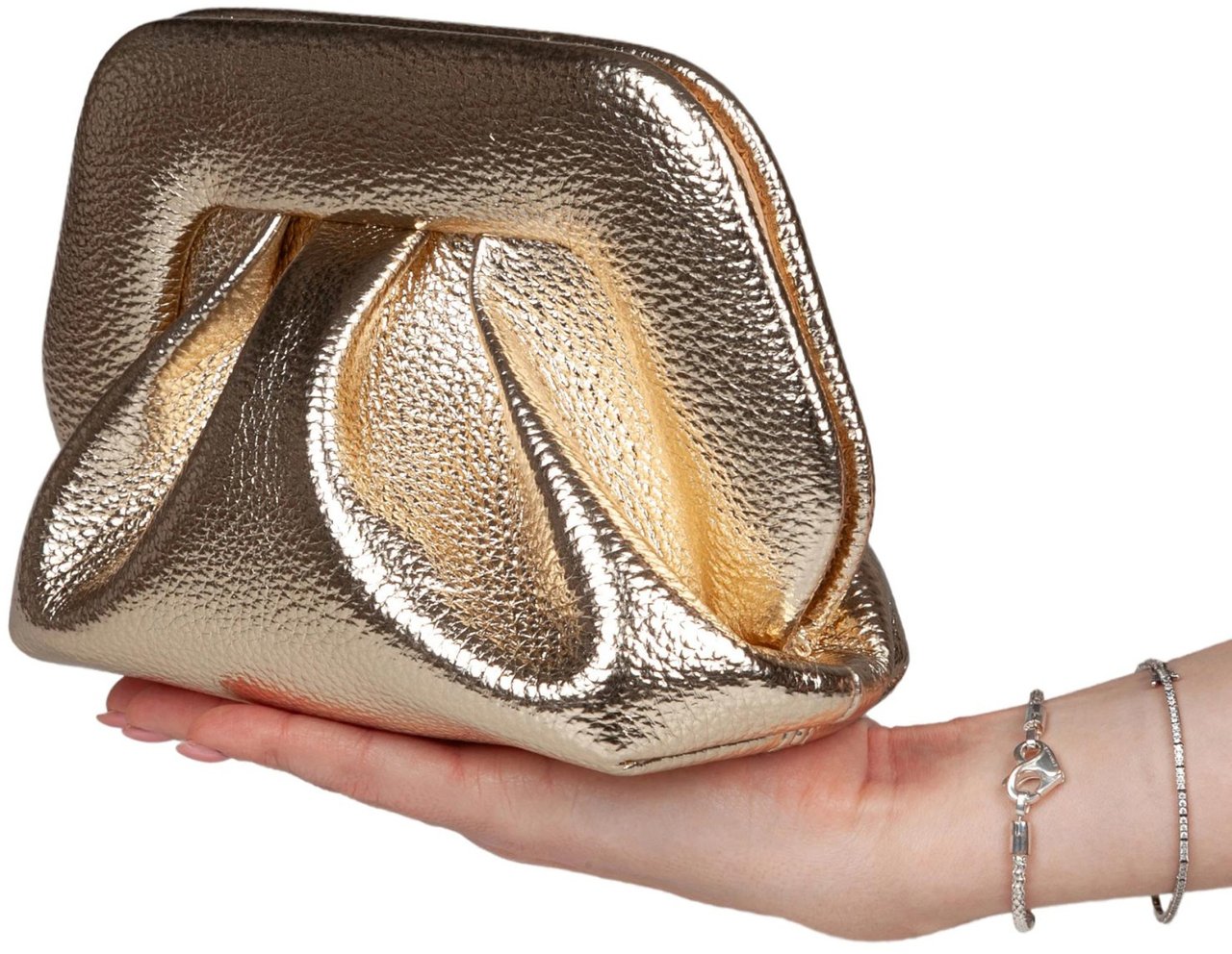 Themoirè Themoirè bios bag in laminated faux leather, gold color Goud