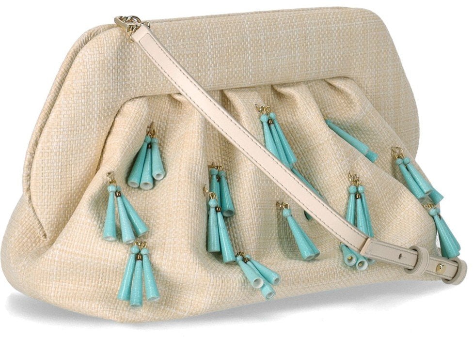 Themoirè THEMOIRè BIOS PAPER FRINGE BUTTER CLUTCH BAG Beige