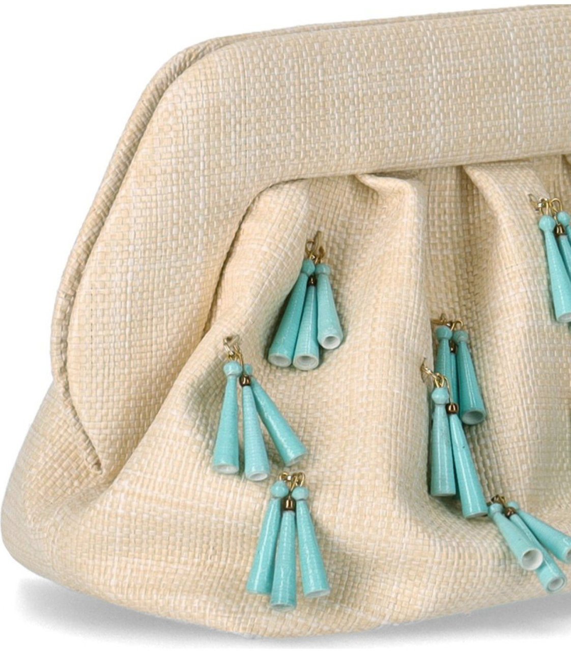 Themoirè THEMOIRè BIOS PAPER FRINGE BUTTER CLUTCH BAG Beige