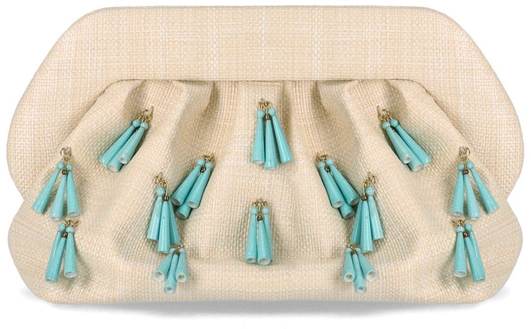 Themoirè THEMOIRè BIOS PAPER FRINGE BUTTER CLUTCH BAG Beige