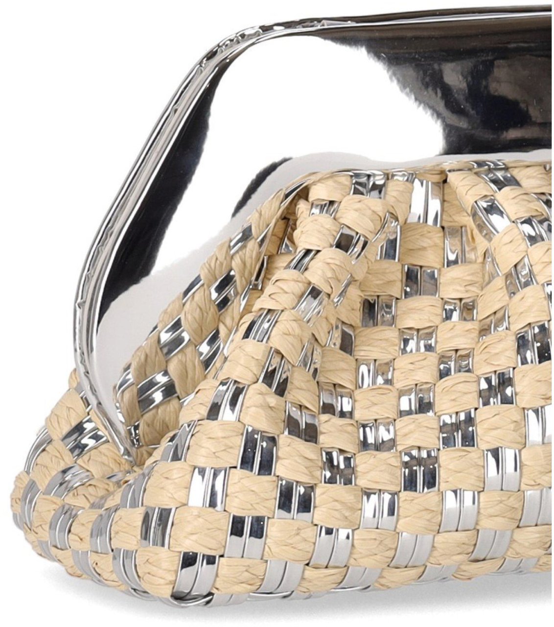 Themoirè THEMOIRè TIA MICRO WEAVED STRAW LAMINATED CLUTCH BAG Zilver