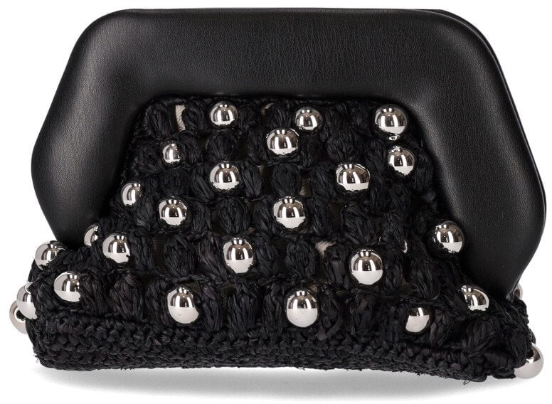 Themoirè THEMOIRè GEA STRAW BEADS CLUTCH BAG Zwart