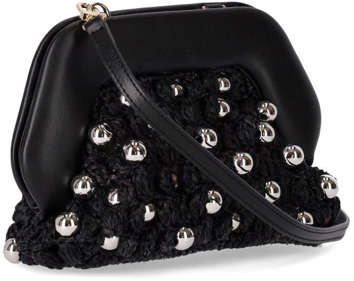 Themoirè THEMOIRè GEA STRAW BEADS CLUTCH BAG Zwart