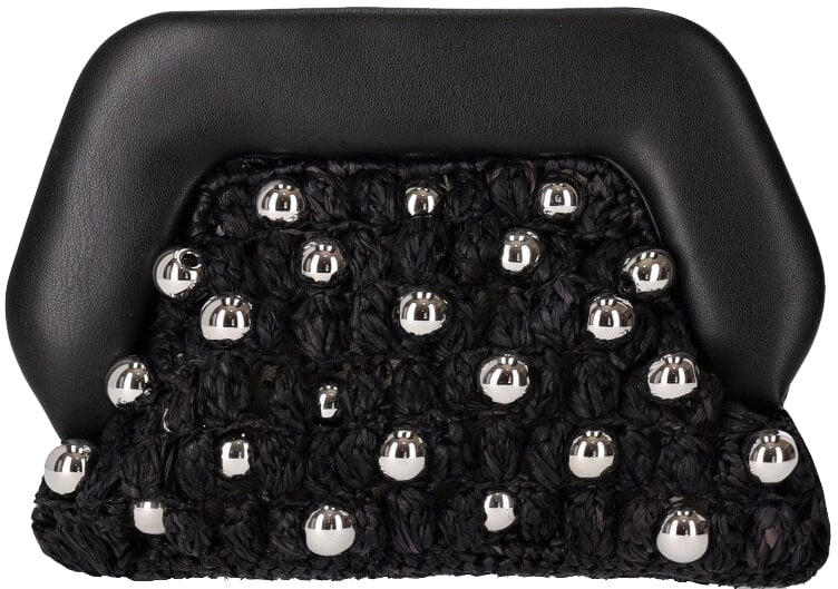 Themoirè THEMOIRè GEA STRAW BEADS CLUTCH BAG Zwart
