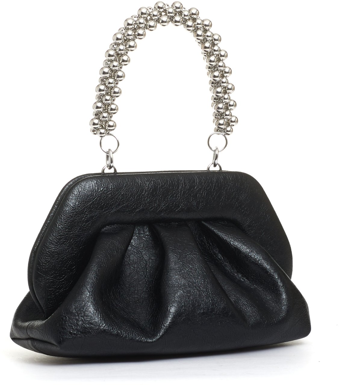 Themoirè Clutch Manico Catena Nera Zwart