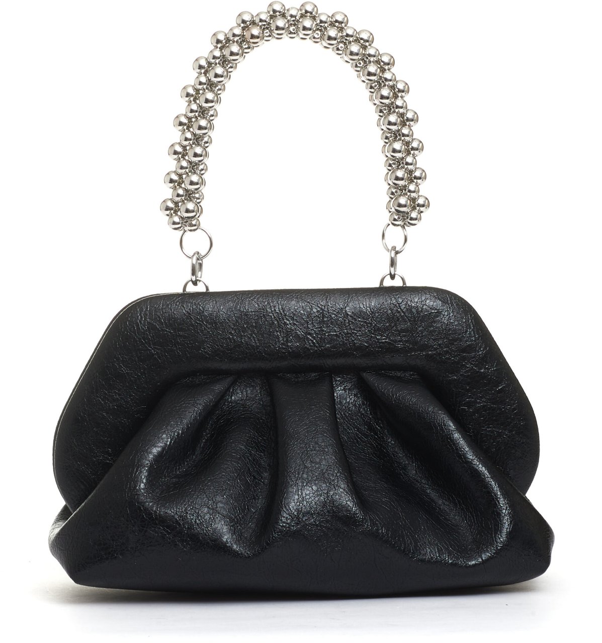 Themoirè Clutch Manico Catena Nera Zwart