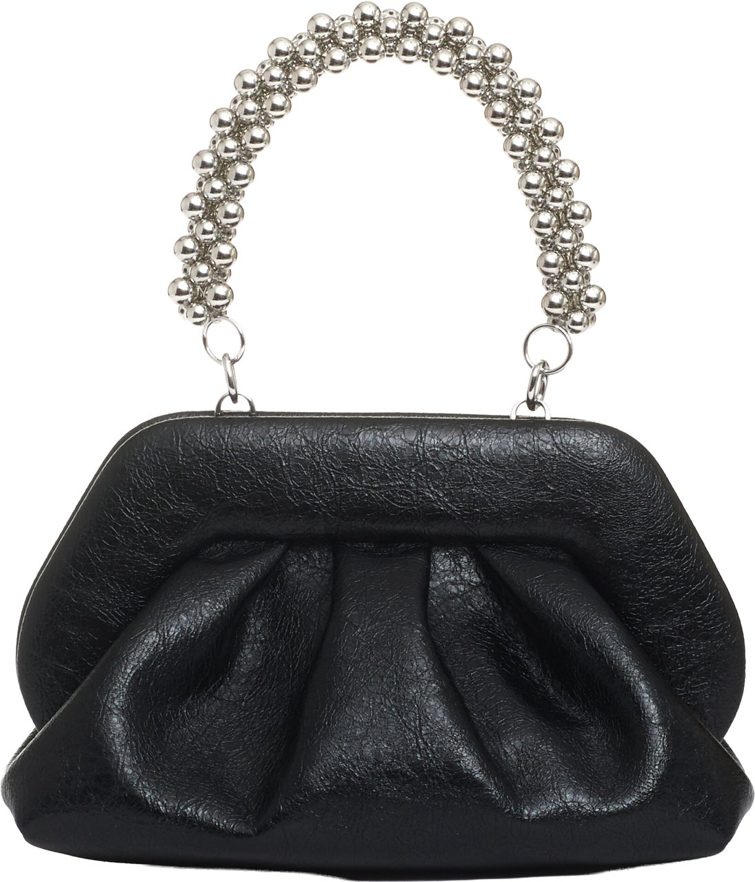 Themoirè Clutch Manico Catena Nera Zwart