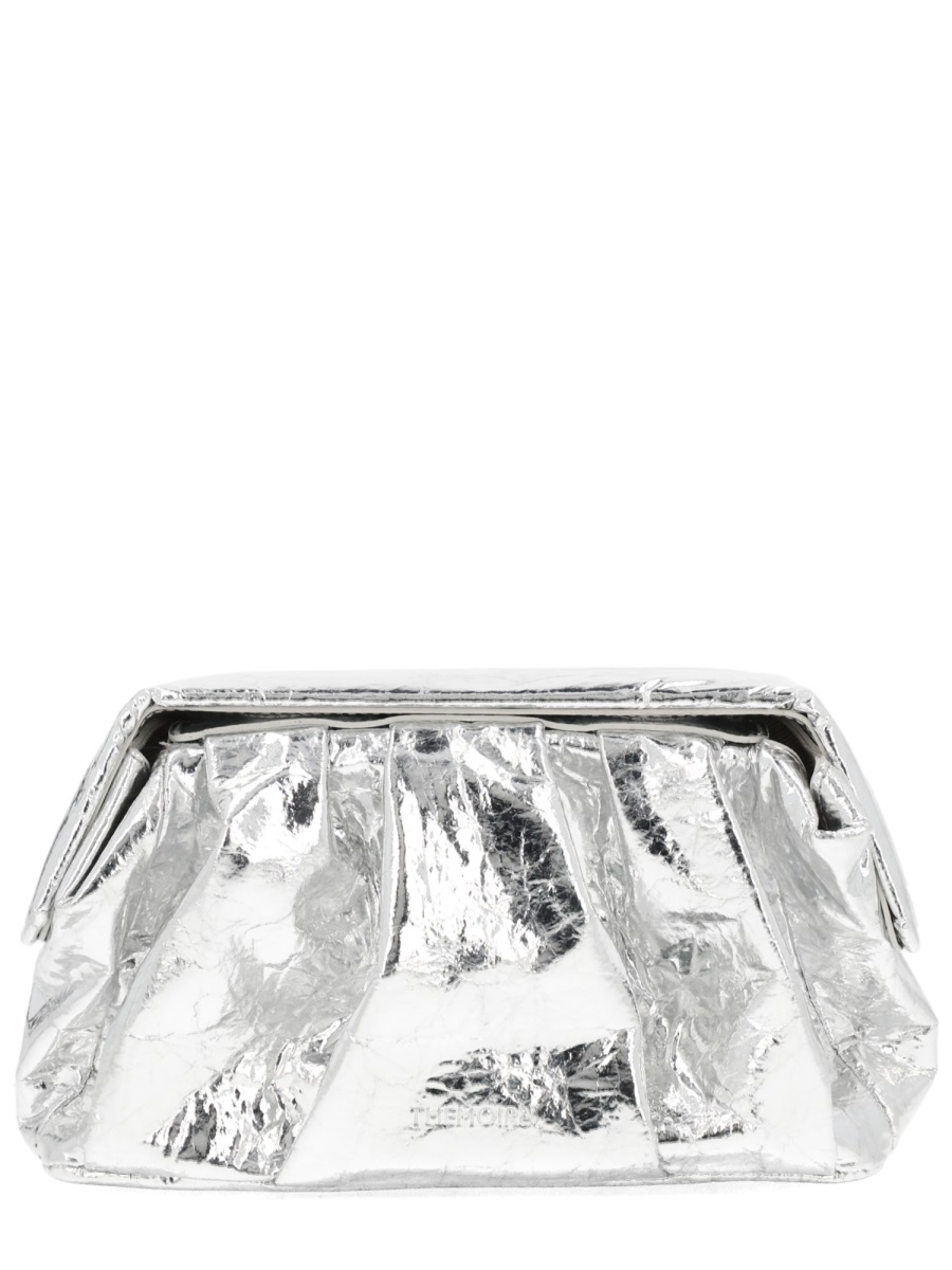 Themoirè Silver Metallic Crinkled Clutch Wit