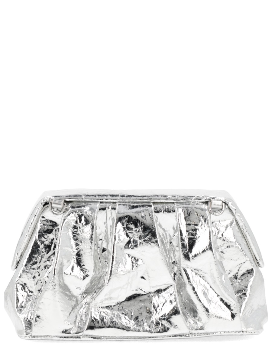 Themoirè Silver Metallic Crinkled Clutch Wit