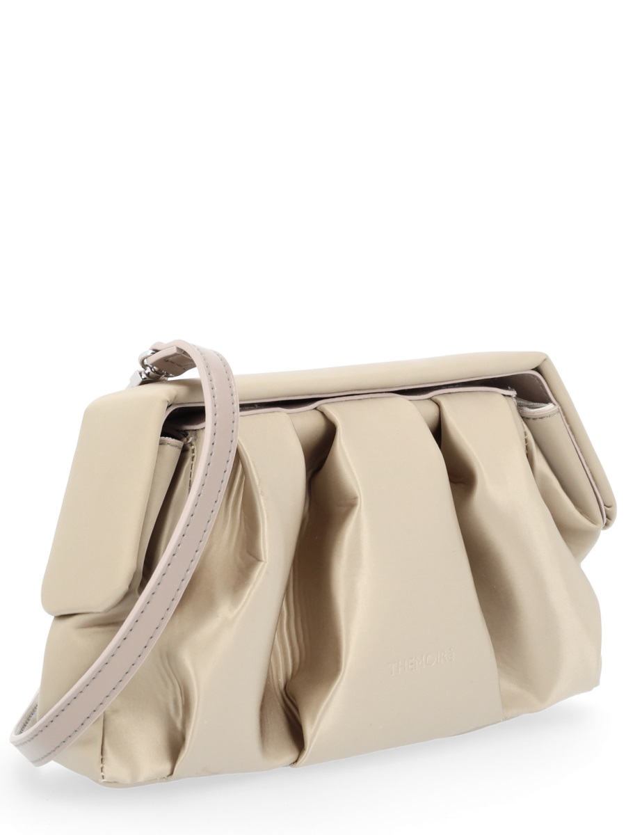 Themoirè Beige Ruched Design Clutch Neutraal