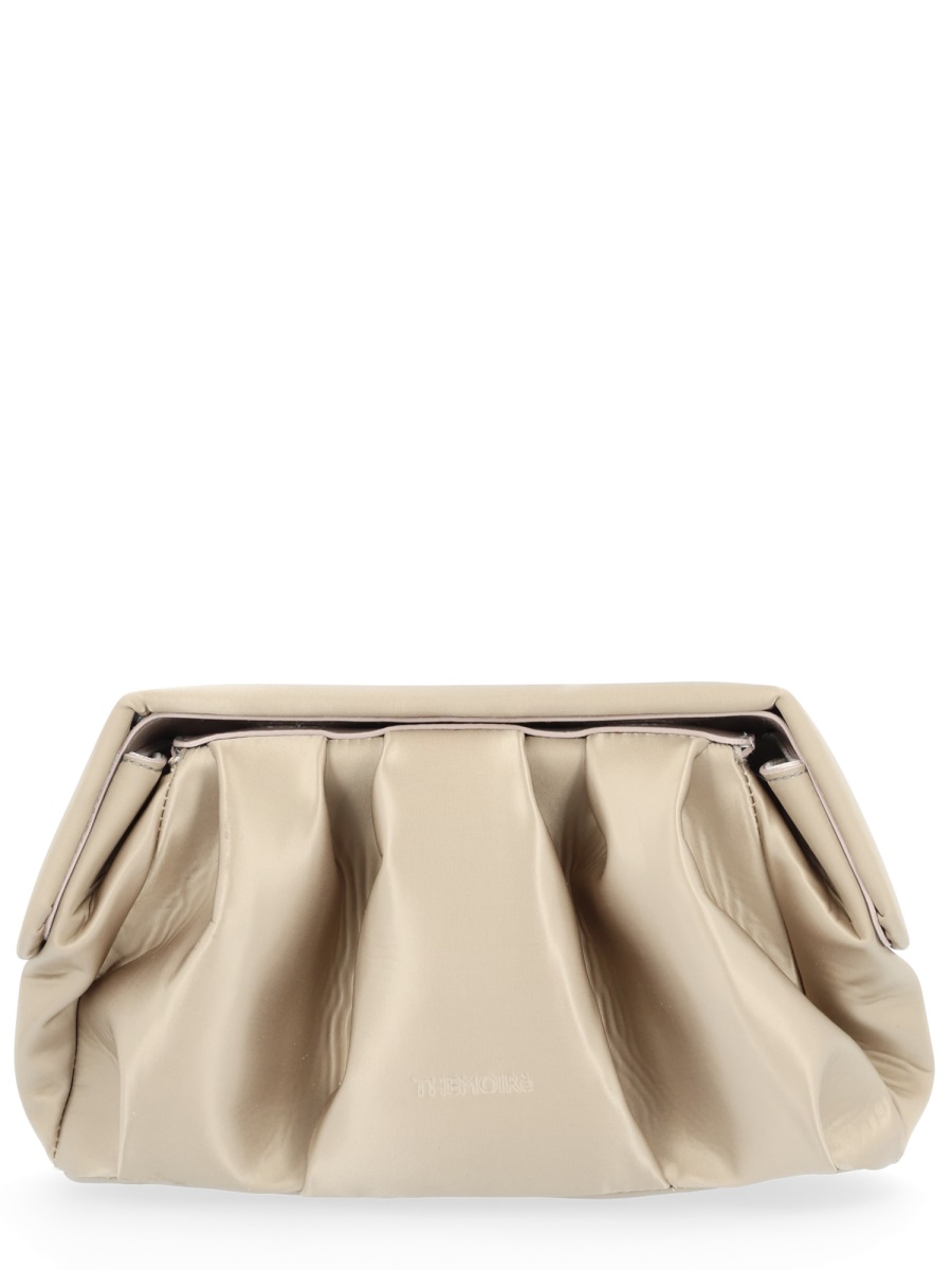 Themoirè Beige Ruched Design Clutch Neutraal