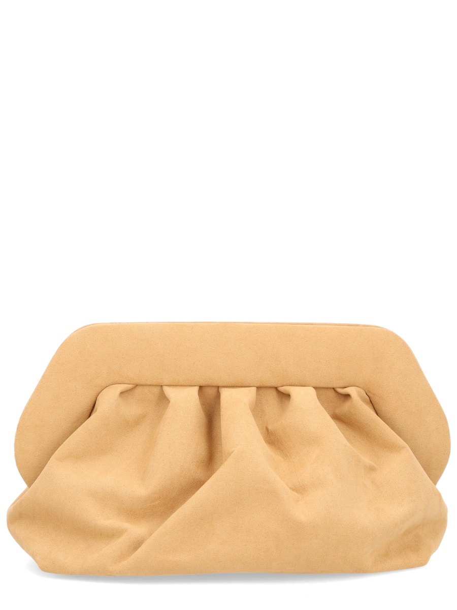 Themoirè Beige Ruched Angular Clutch Bruin