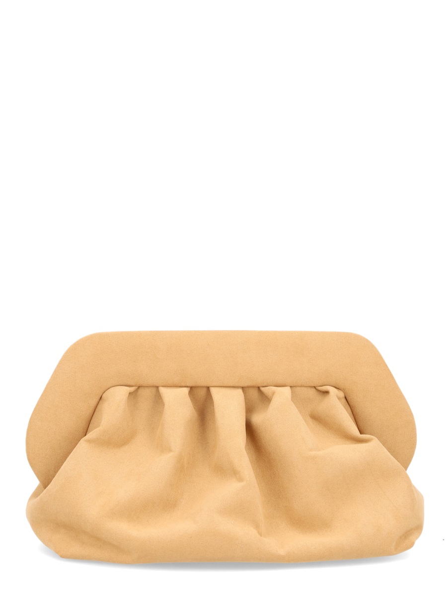 Themoirè Beige Ruched Angular Clutch Bruin