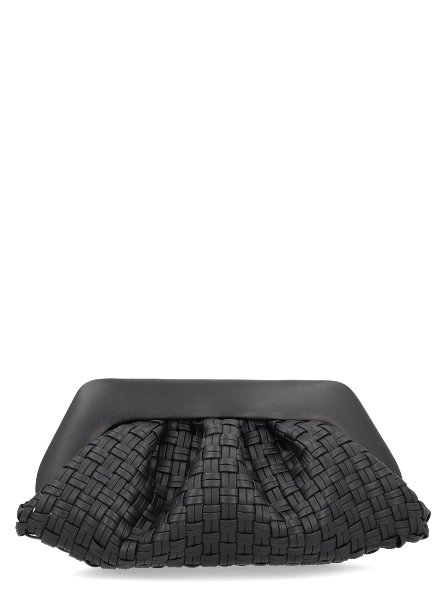 Themoirè Black Woven Structured Shoulder Bag Zwart
