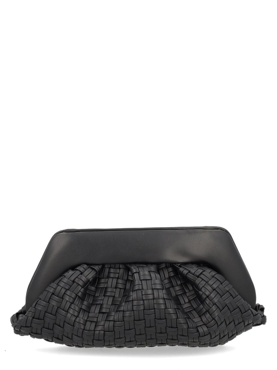 Themoirè Black Woven Structured Shoulder Bag Zwart
