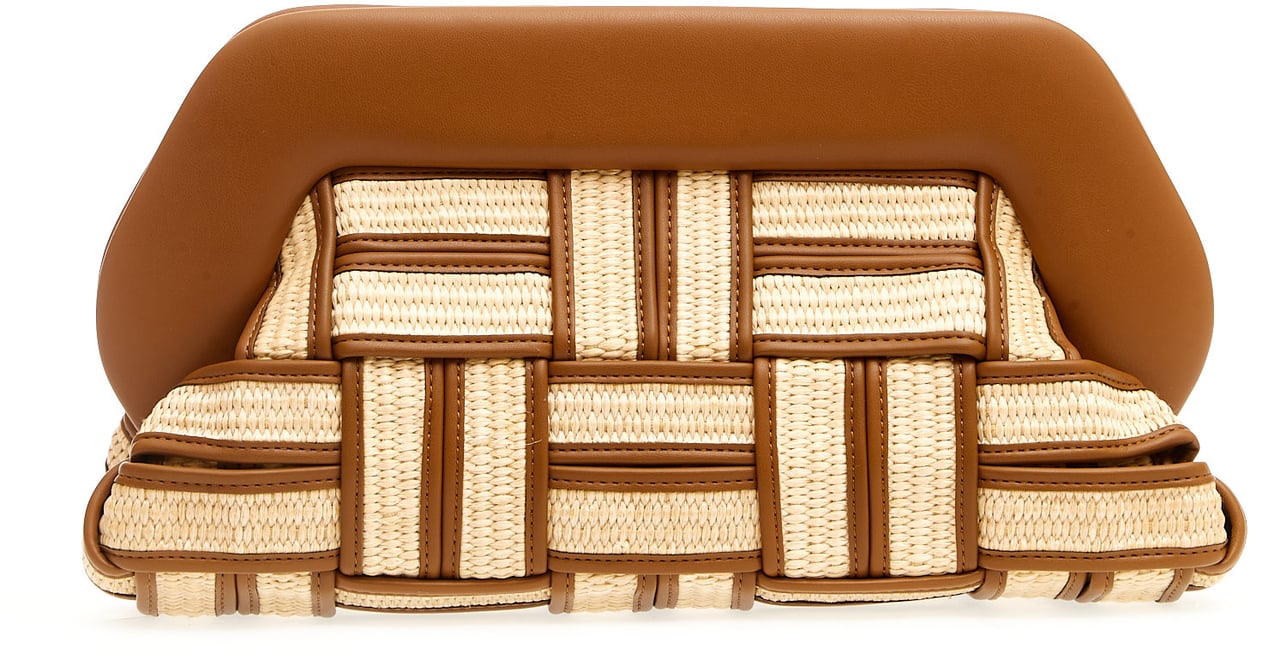 Themoirè Clutch Grande Rafia Cuoio E Caramello Bruin