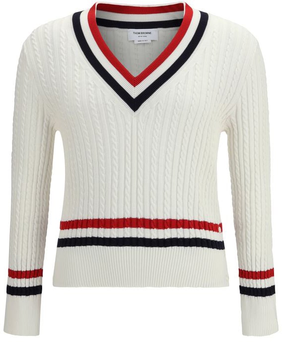Thom Browne White Cotton Sweatshirt Wit