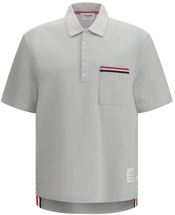 Thom Browne Gray Cotton Polo Shirt Grijs
