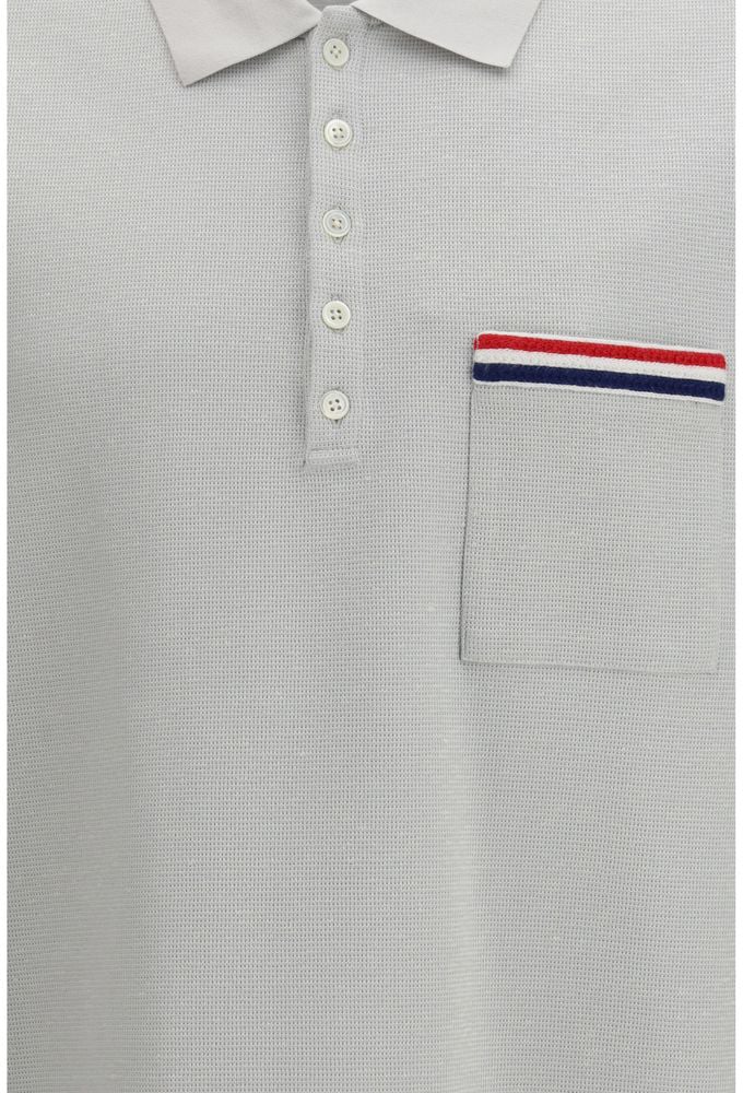 Thom Browne Gray Cotton Polo Shirt Grijs