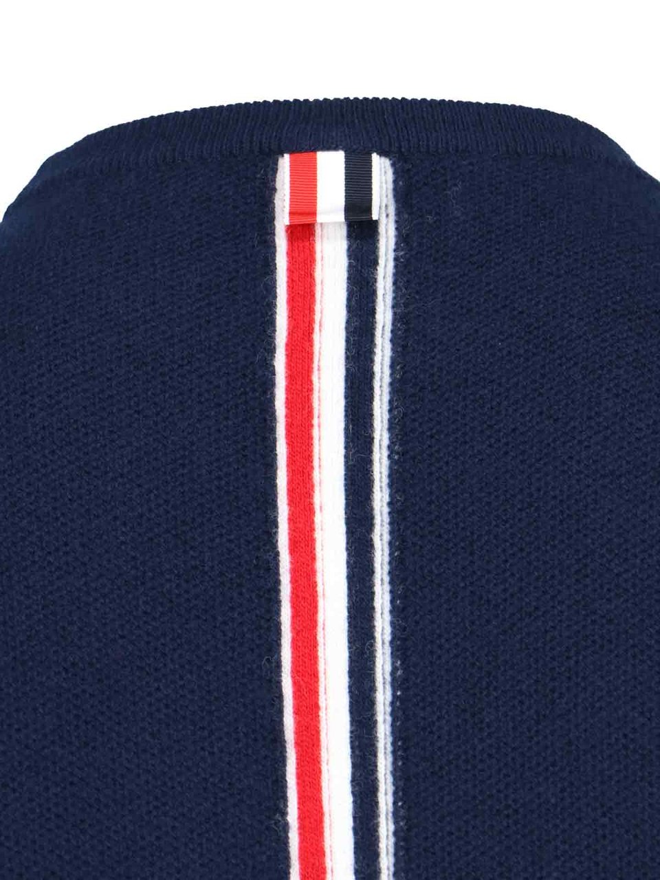 Thom Browne Tricolor Detail Crewneck Sweater – Blue Neutraal