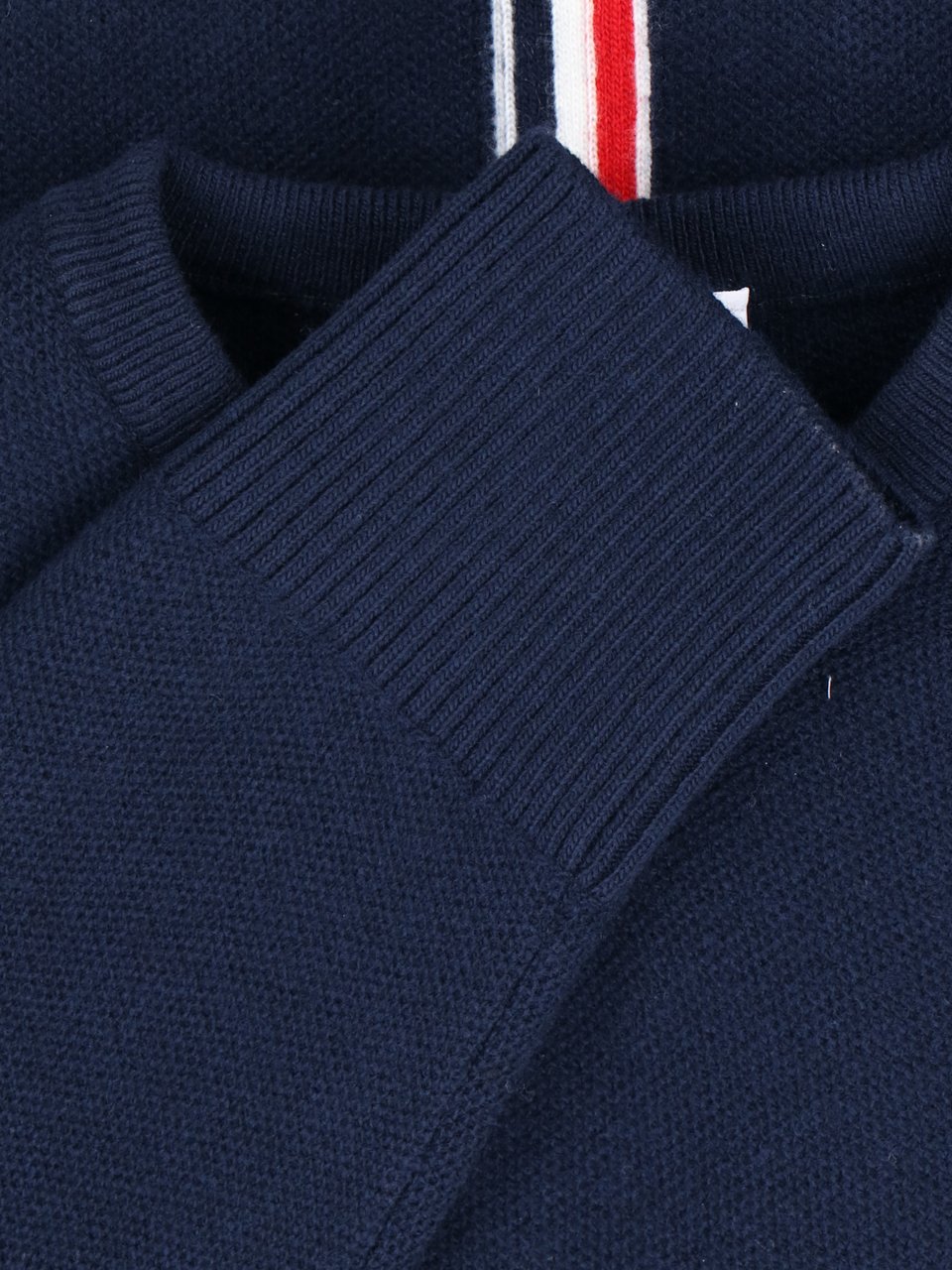 Thom Browne Tricolor Detail Crewneck Sweater – Blue Neutraal