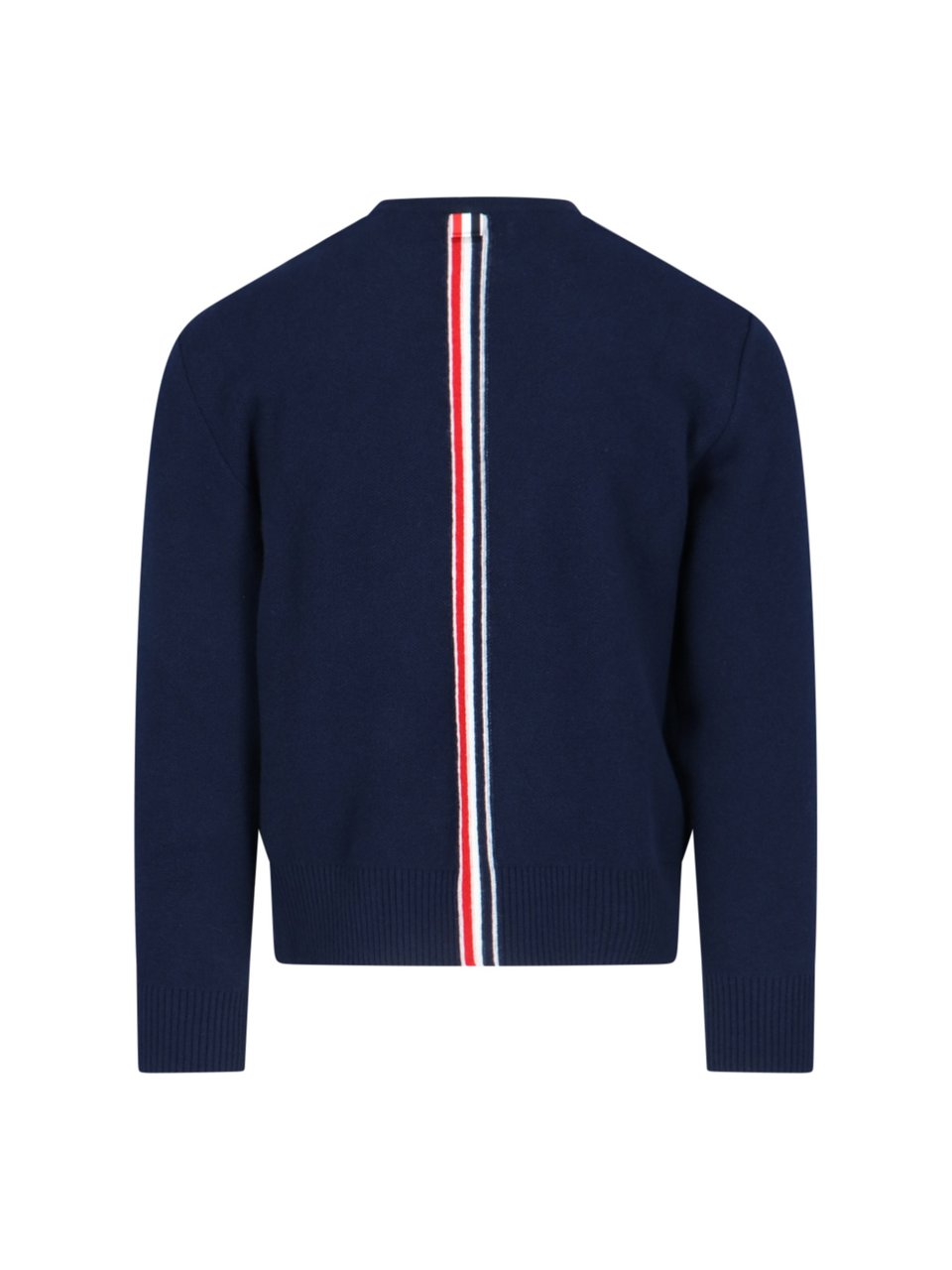 Thom Browne Tricolor Detail Crewneck Sweater – Blue Neutraal