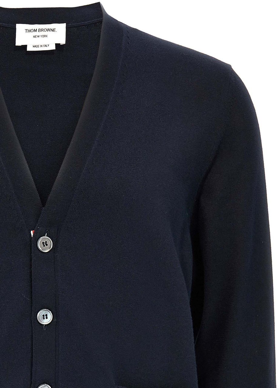 Thom Browne Blue Cotton Cardigan Blauw