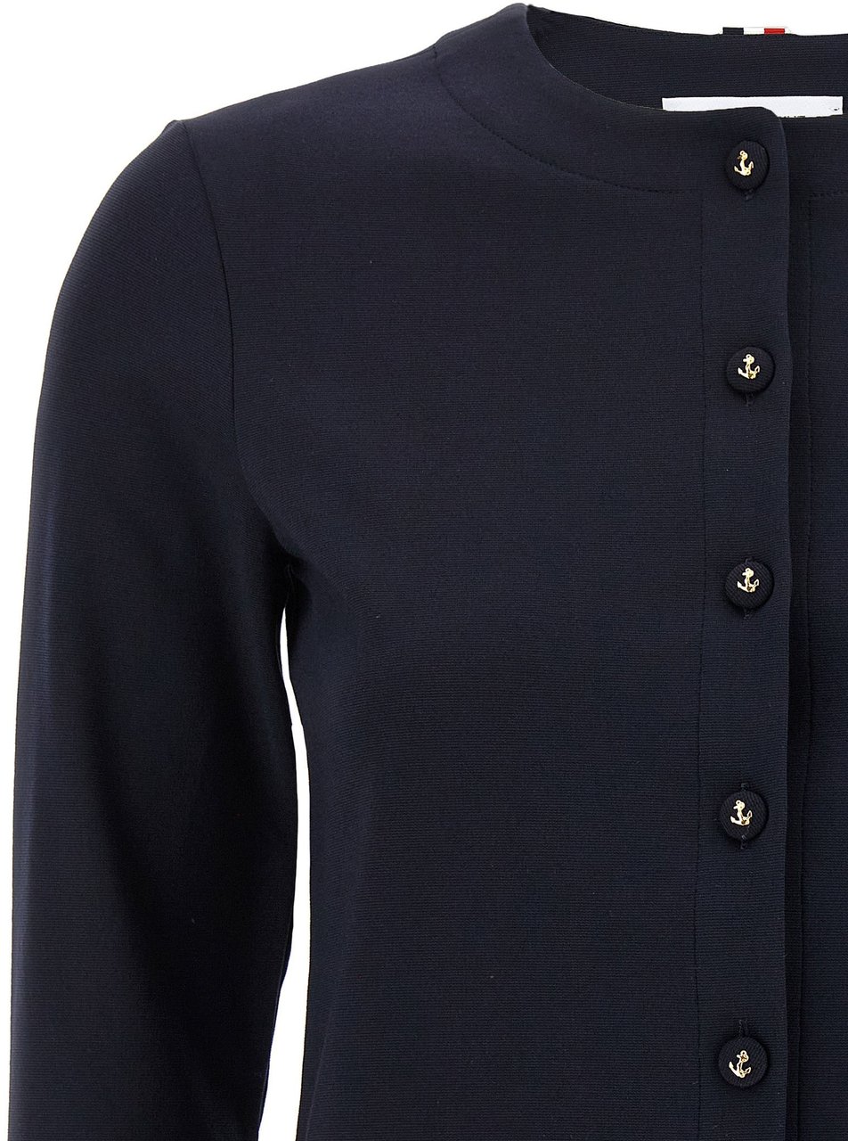 Thom Browne Blue Viscose Cardigan Blauw