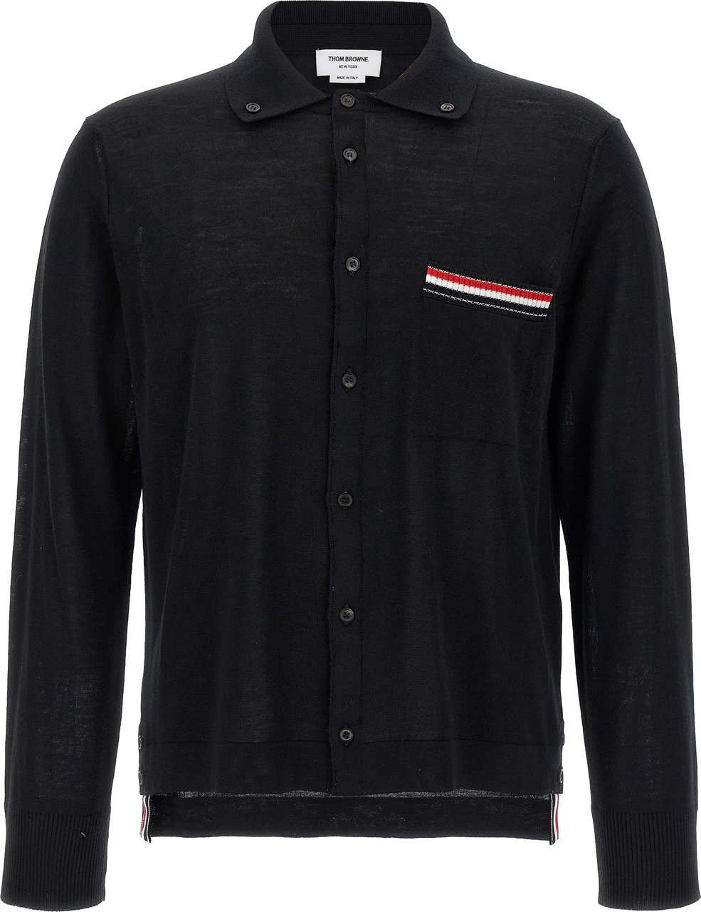 Thom Browne Black Virgin Wool Cardigan Zwart