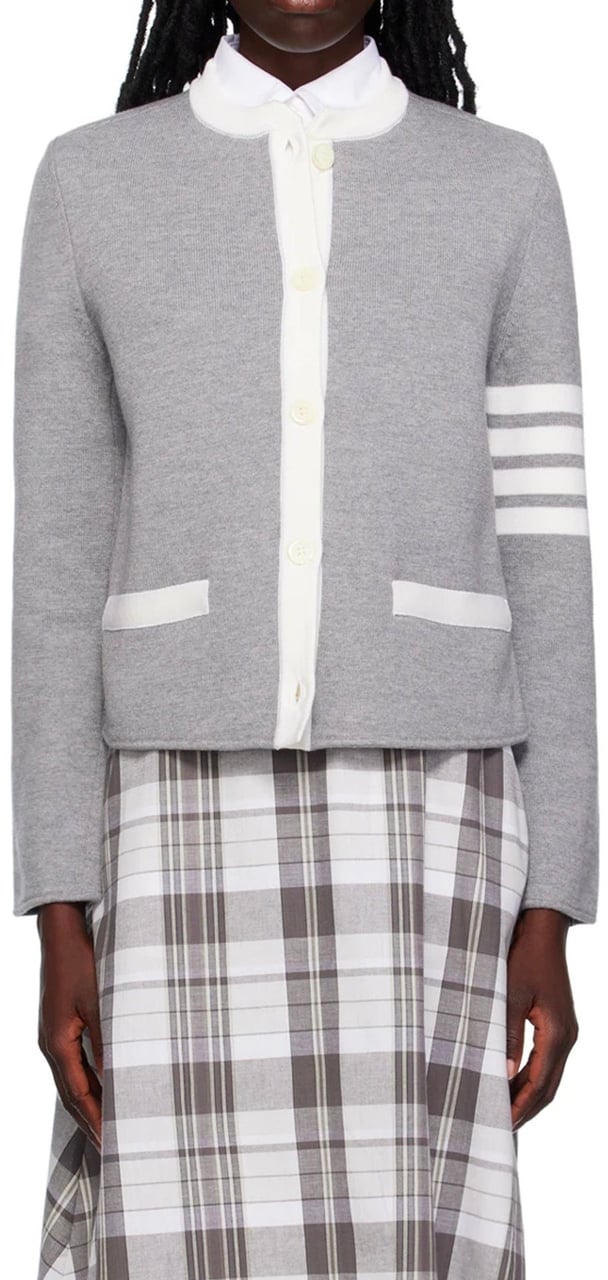 Thom Browne 4- Bar Wool Cardigan Grijs