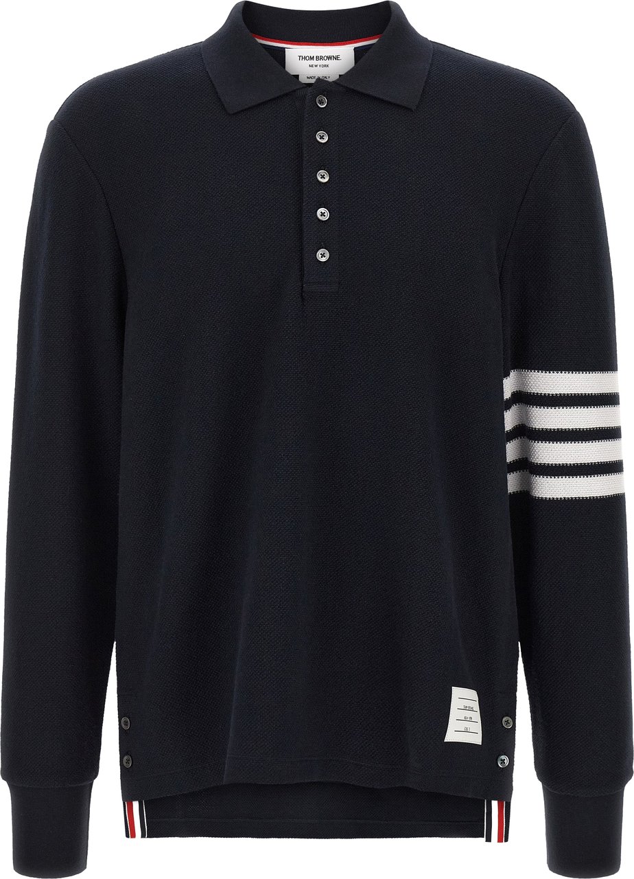Thom Browne Blue Cotton Polo Shirt Blauw