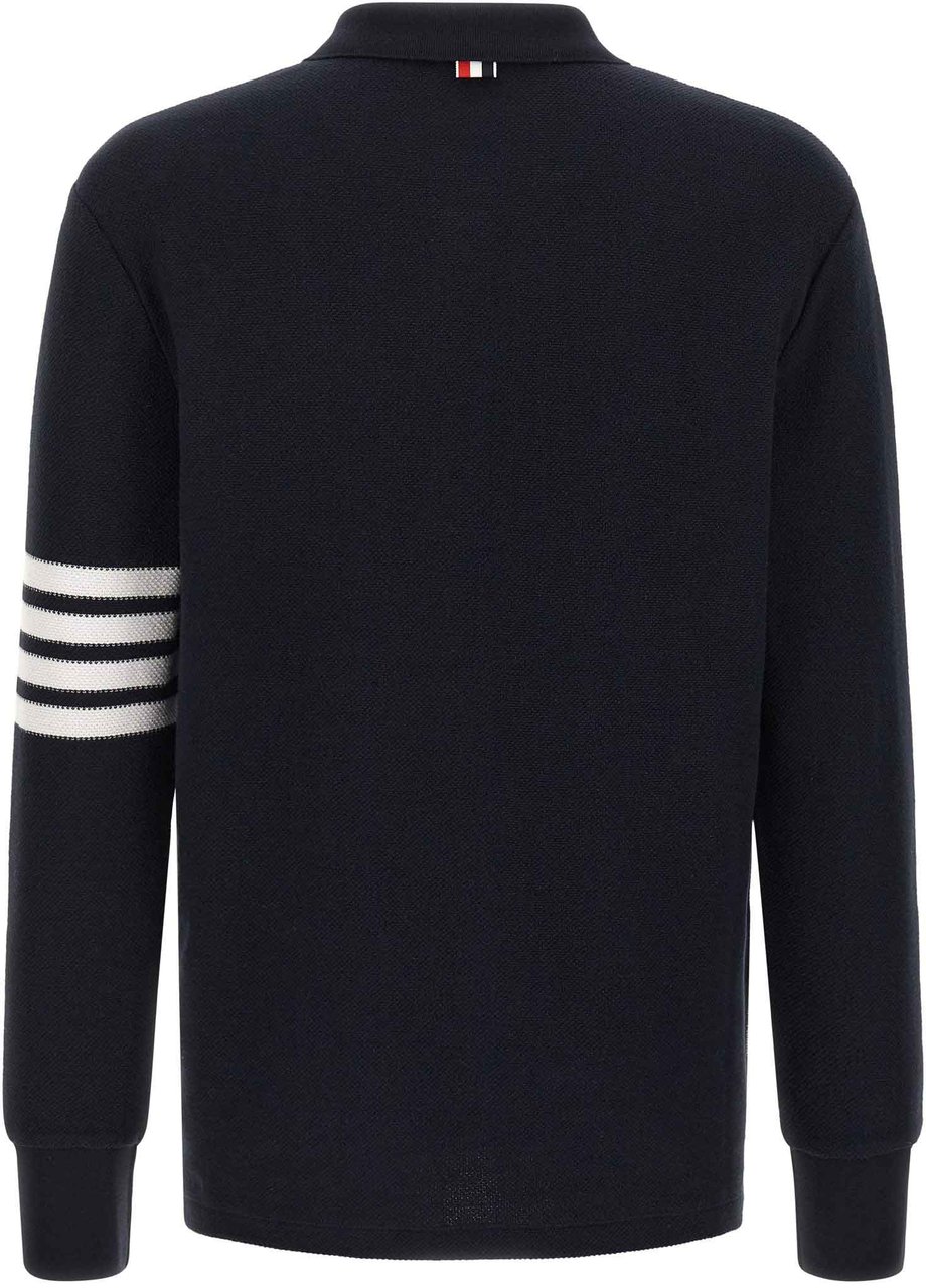 Thom Browne Blue Cotton Polo Shirt Blauw