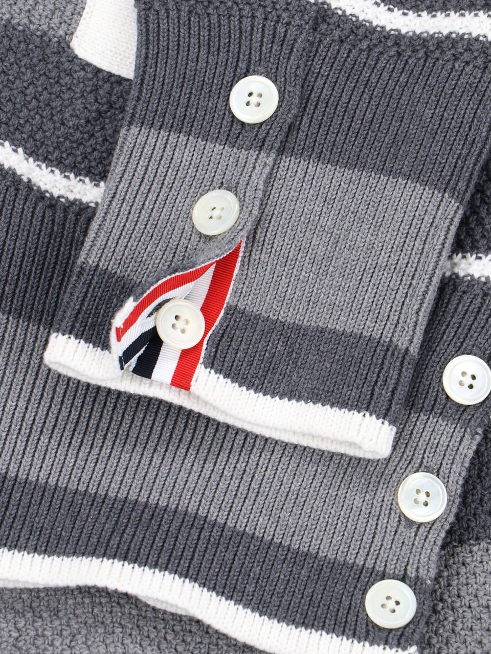 Thom Browne Striped Cardigan – Grey Grijs