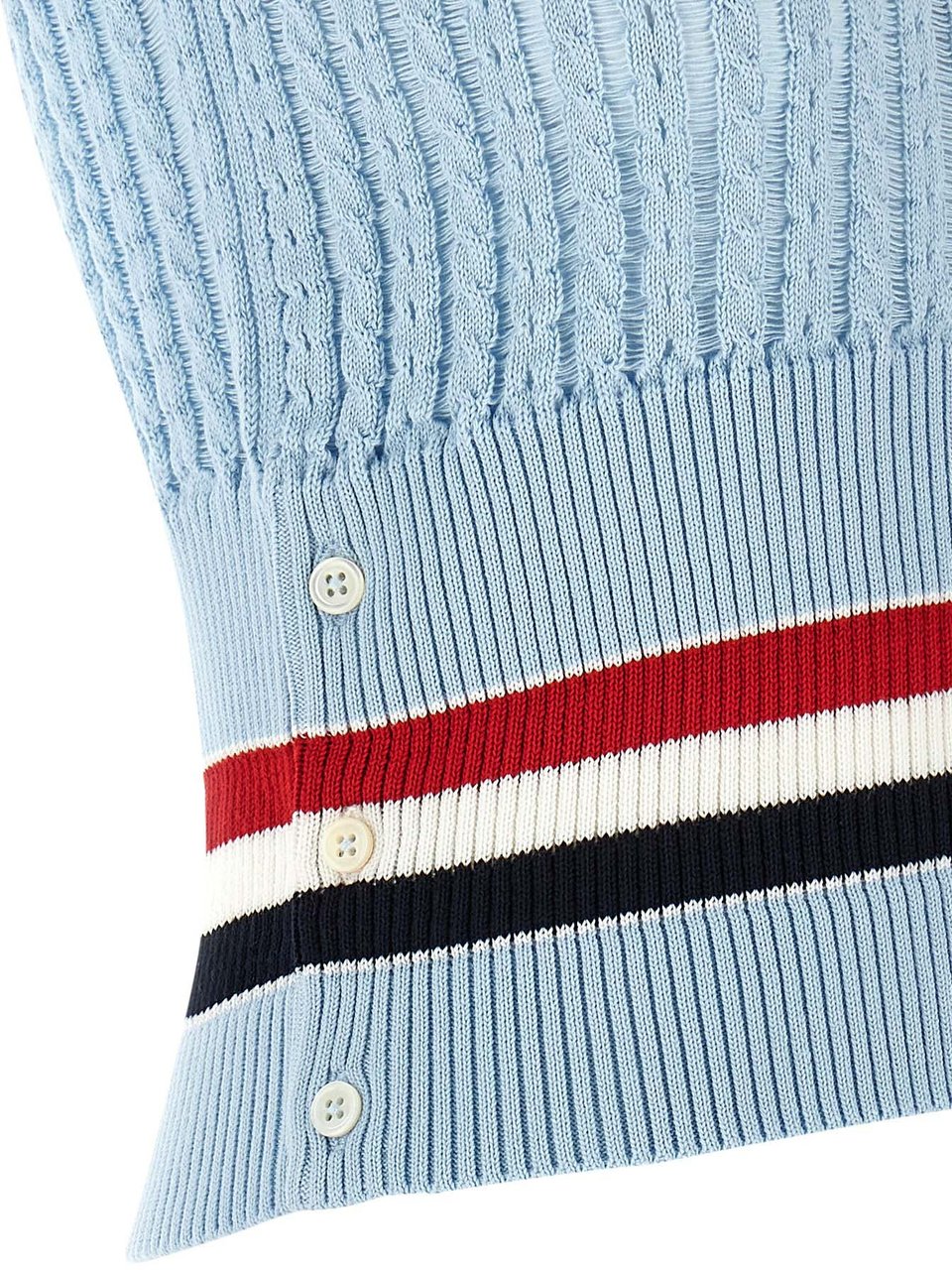 Thom Browne Blue Cotton Sleeveless Jacket Lichtblauw