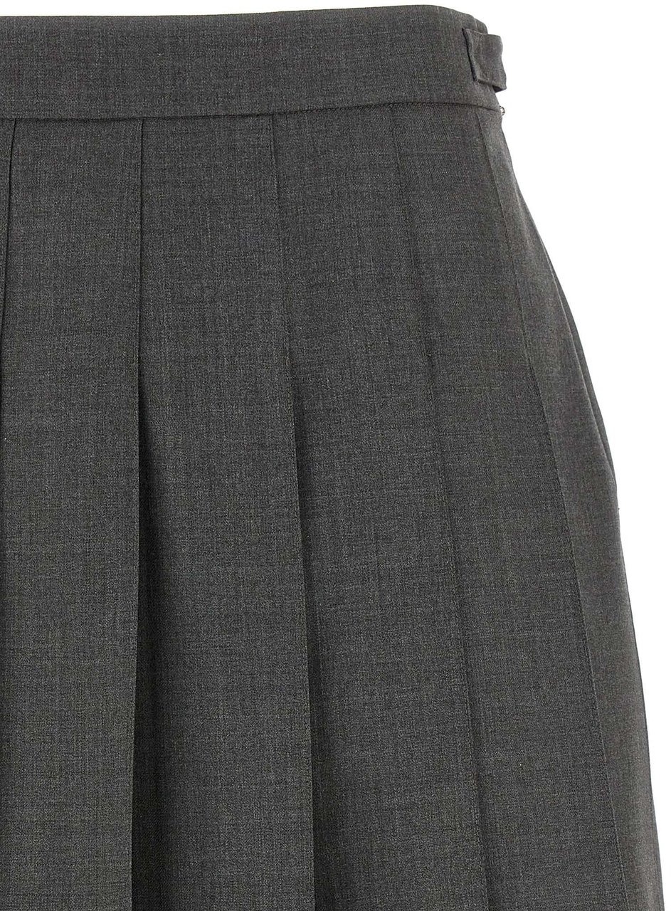 Thom Browne Gray Wool Long Skirt Grijs