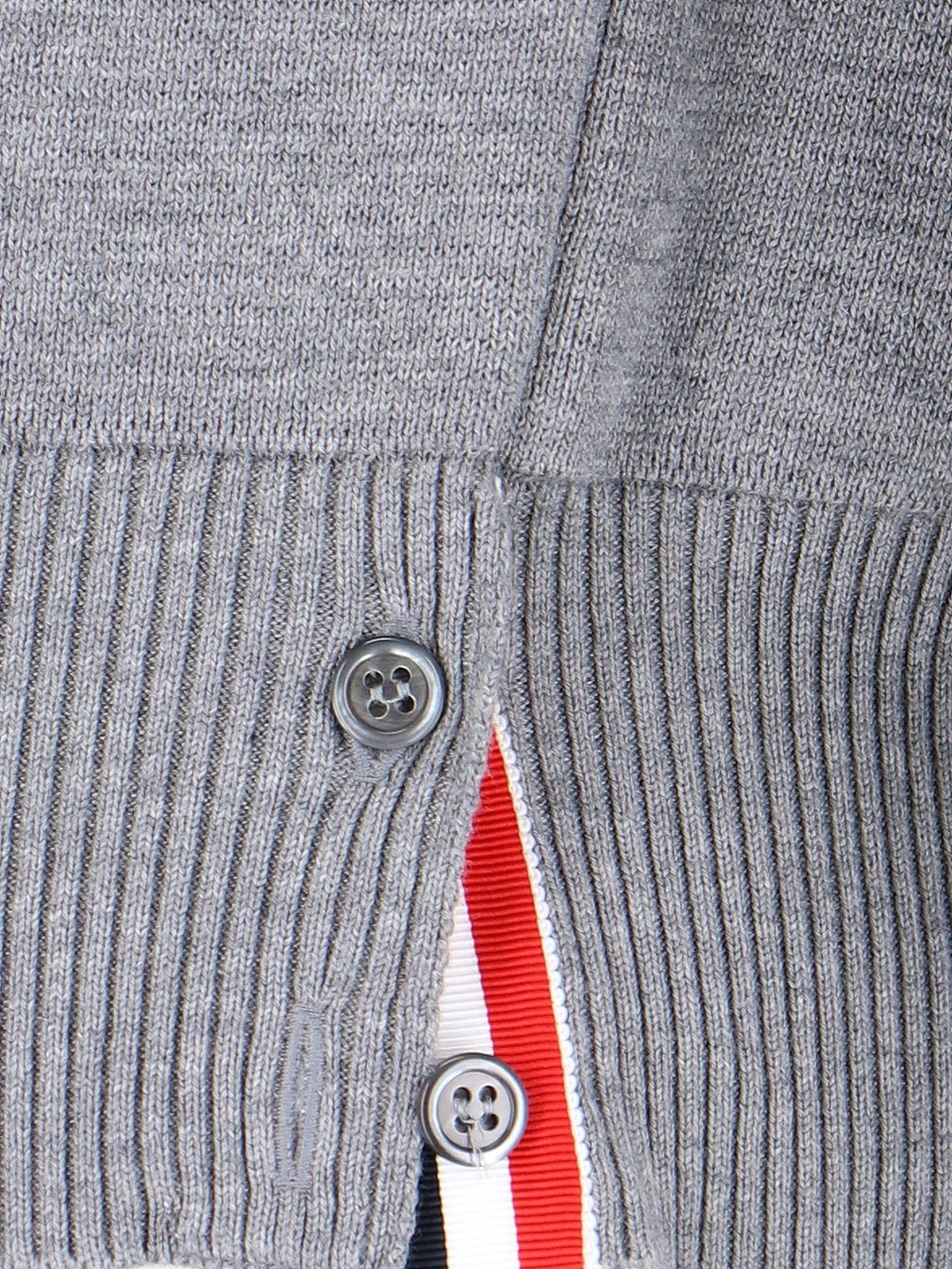 Thom Browne Grey Cotton Crewneck Sweater With Tricolor Grosgrain Highlights Grijs