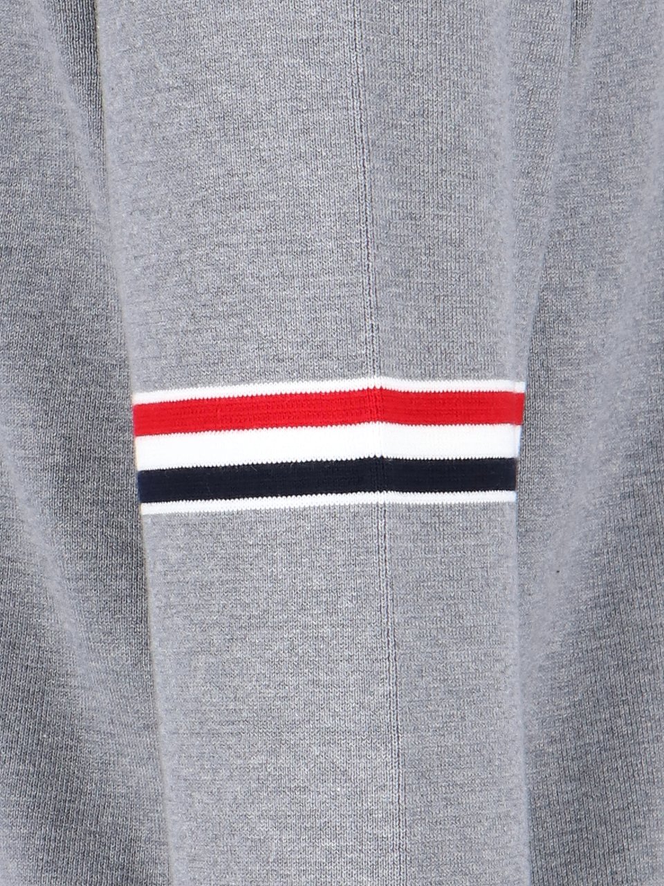Thom Browne Grey Cotton Crewneck Sweater With Tricolor Grosgrain Highlights Grijs