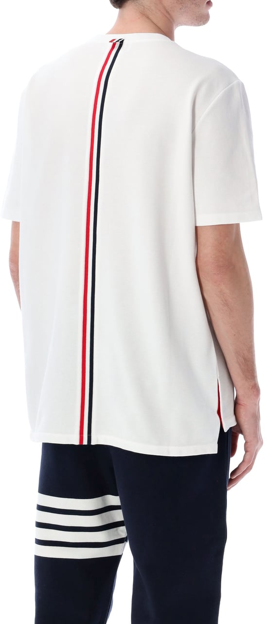 Thom Browne Relaxed Fit Ss Tee W/ Center-Back Rwb St Bianco Wit