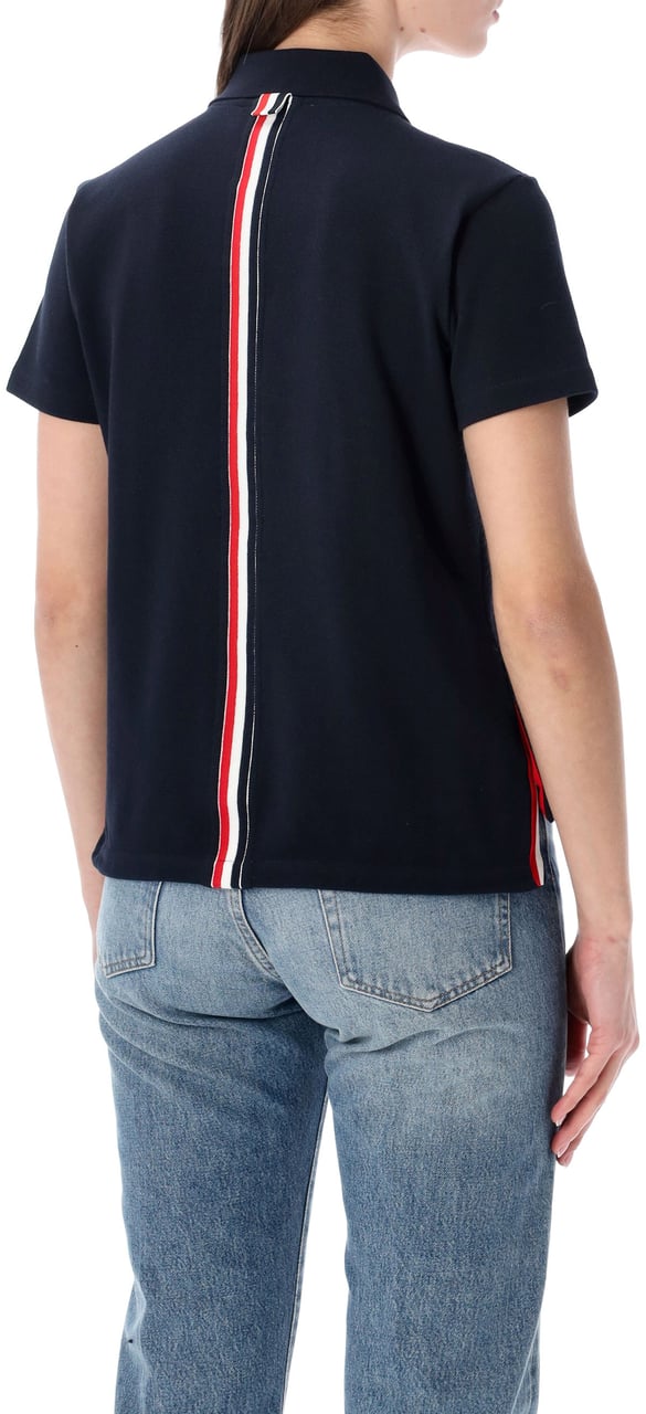 Thom Browne Relaxed Fit Short Sleeve Polo W/ Center Blu Navy