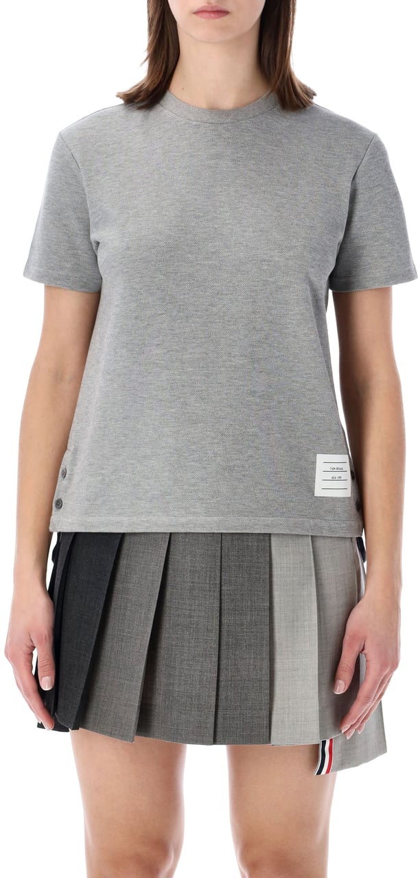 Thom Browne Relaxed Fit Short Sleeve Tee W/ Center B Lt Grey Lichtgrijs
