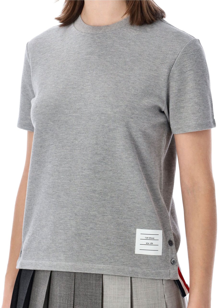 Thom Browne Relaxed Fit Short Sleeve Tee W/ Center B Lt Grey Lichtgrijs