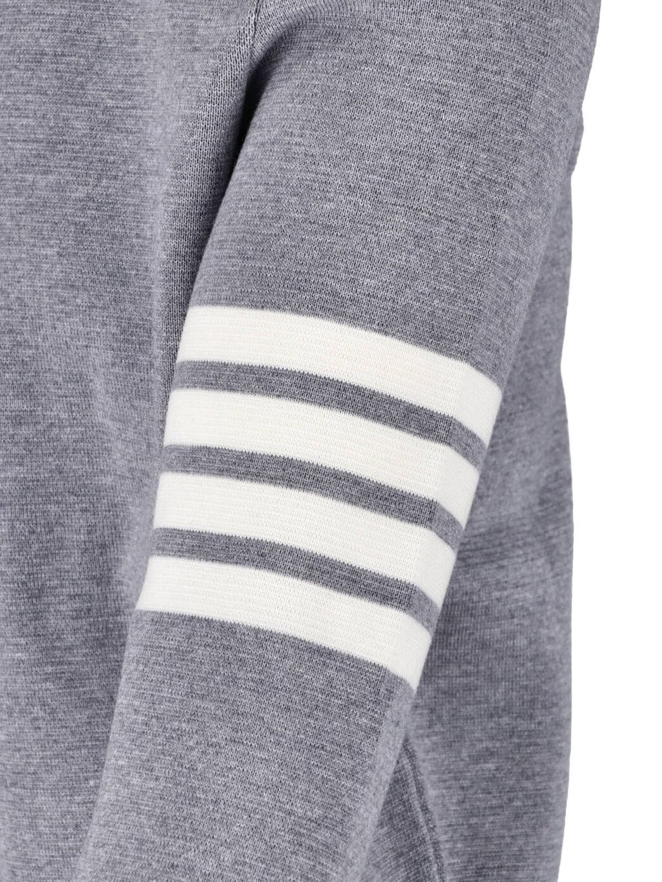 Thom Browne Crew Neck Knit Sweater with Distinctive Stripe Details Grijs