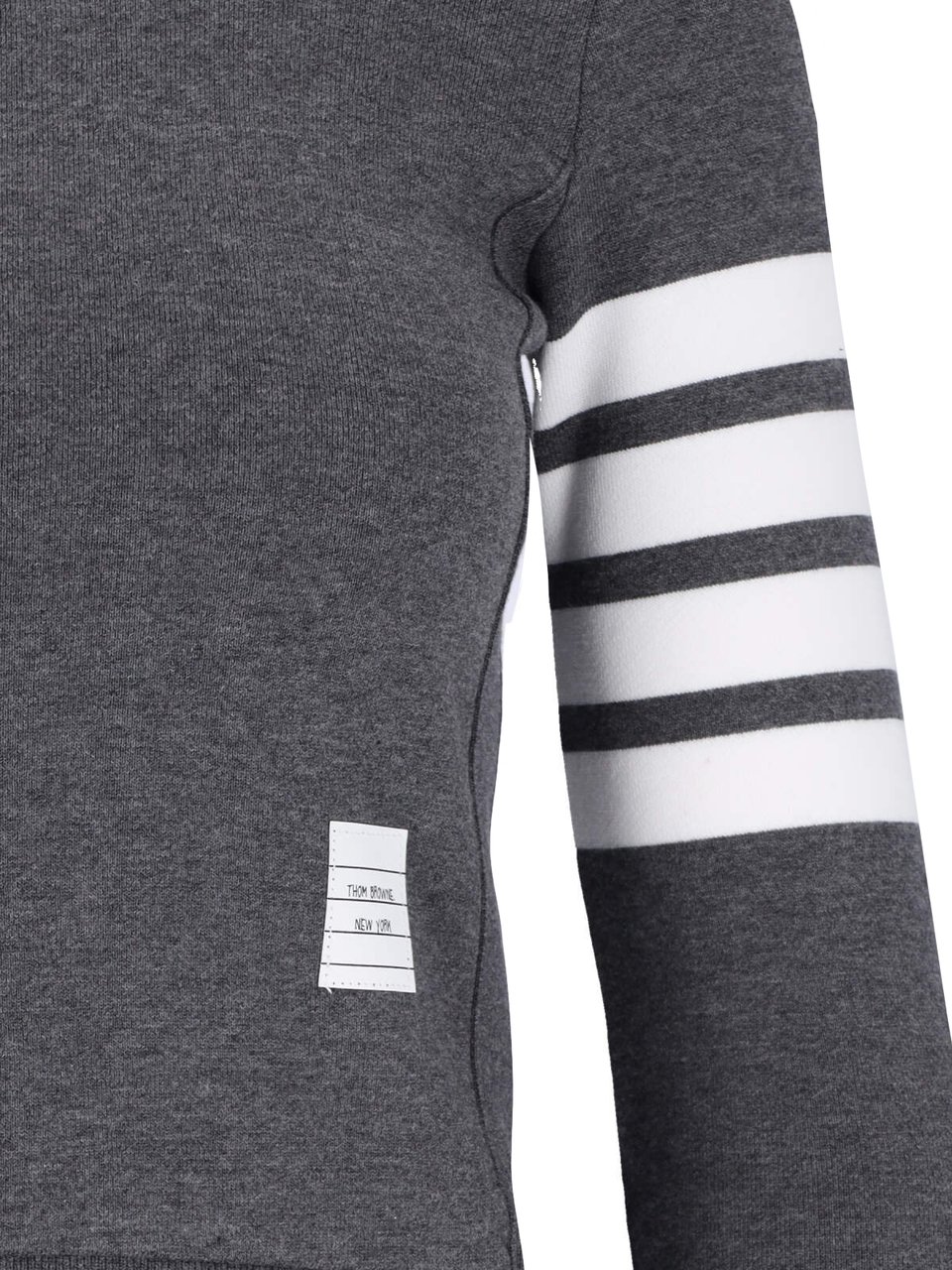 Thom Browne Crewneck Sweatshirt With Iconic Stripes And Tricolor Tab Grijs