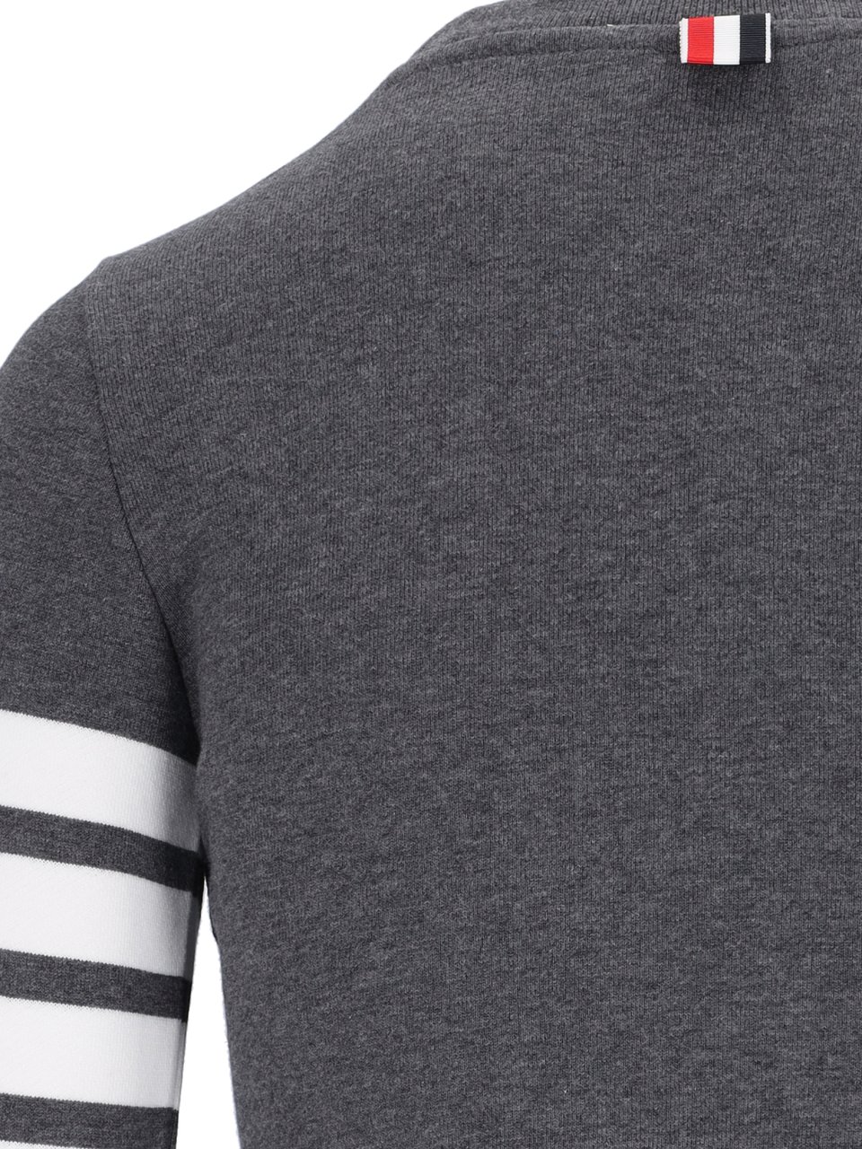 Thom Browne Crewneck Sweatshirt With Iconic Stripes And Tricolor Tab Grijs
